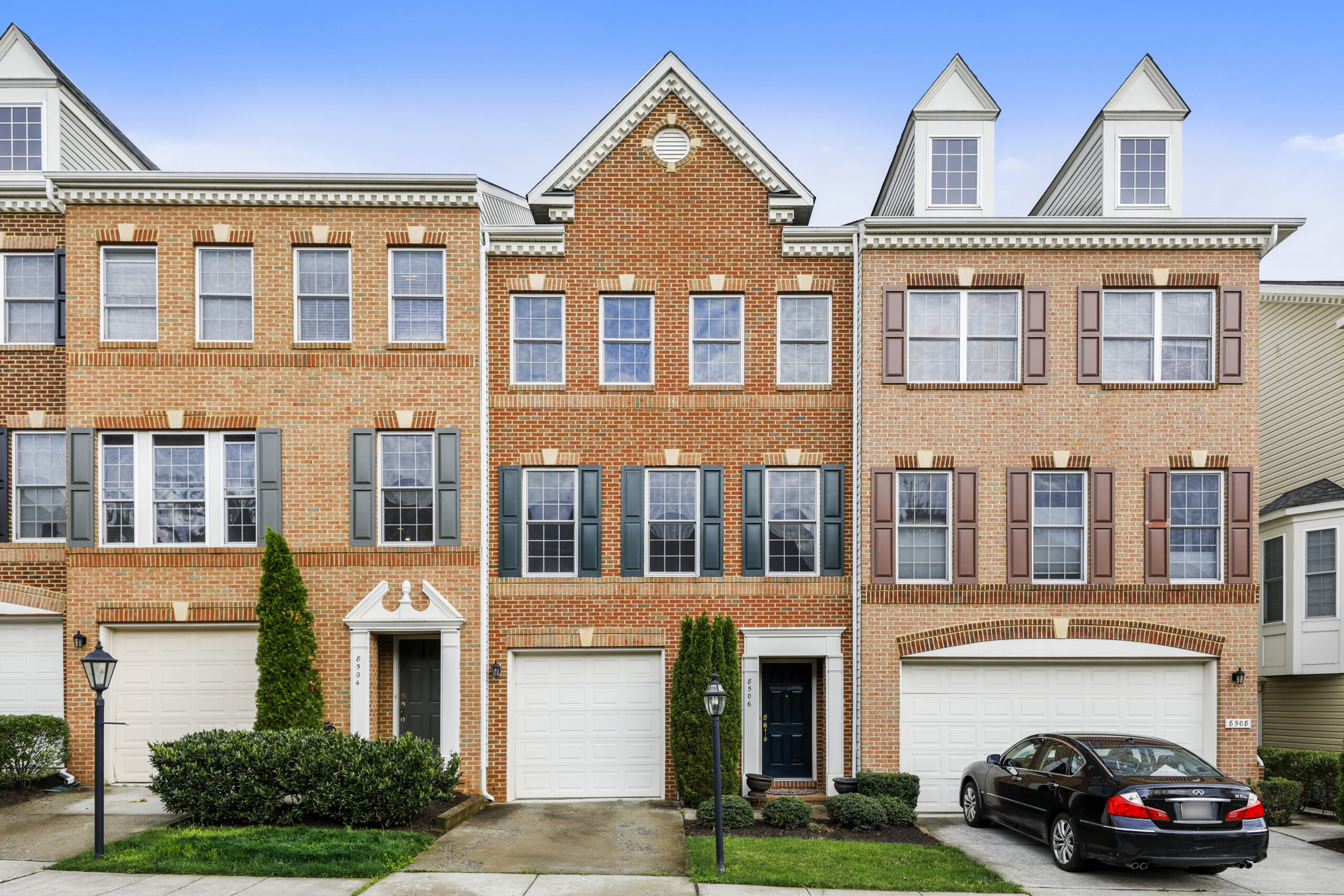 Front exterior of a Montgomery County townhouse