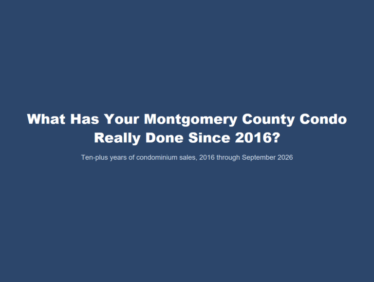 What Has Your Montgomery County Condo Really Done Since 2016? Condominium sales report title graphic