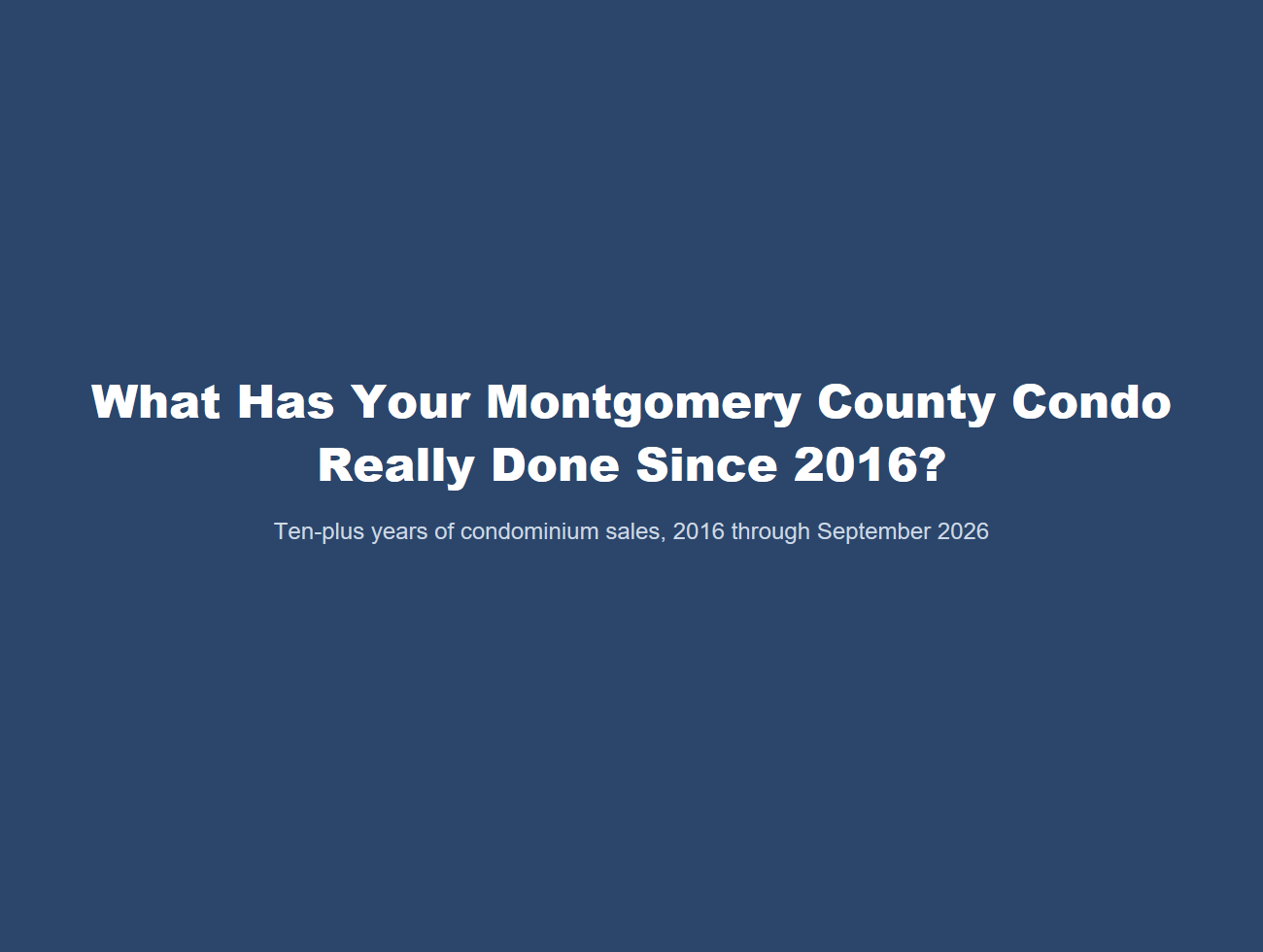 What Has Your Montgomery County Condo Really Done Since 2016? Condominium sales report title graphic
